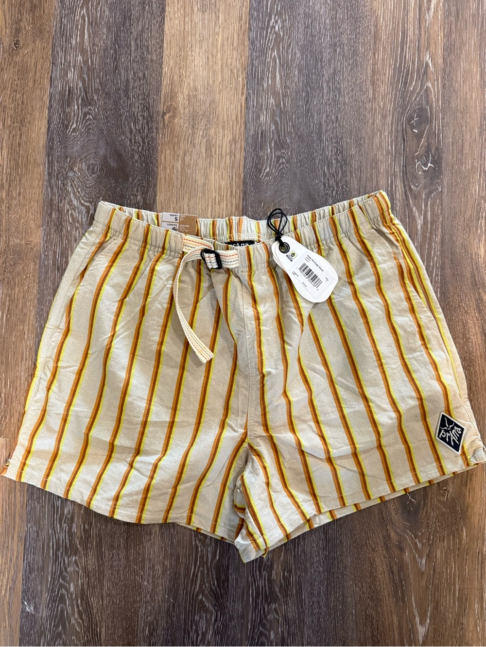 Prana Indio Heritage small Men’s Cream Shorts with Yellow and Orange Stripes